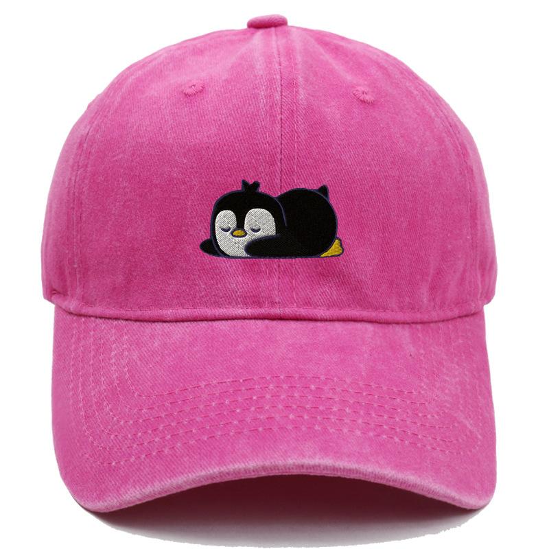 Embroidered Penguin Washed Cotton Baseball Caps Outdoor Women Adjustable Trucker Cap Fashion Men Sunscreen Snapback Peaked Hat