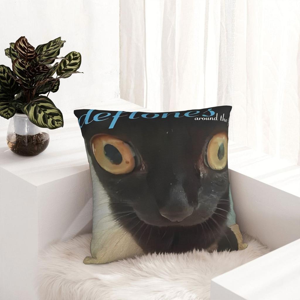 Deftones Around The Fur Cat Square Pillow Case Band Cushion Covers Fashion Zipper Decorative Pillowcover For Home 18"