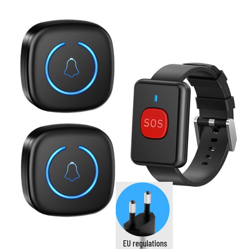 Wireless A6 Doorbell with Emergency Wristband and Lanyard - Long-Range European/American Standard