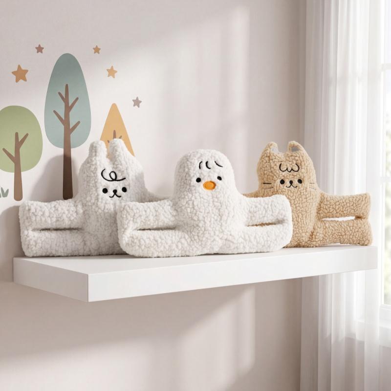 Cute Animal Plush Door Stopper Clip Set Of 3 Soft Fleece Anti-Pinch Decorative Bedroom Door Holders Cat Duck Shaped