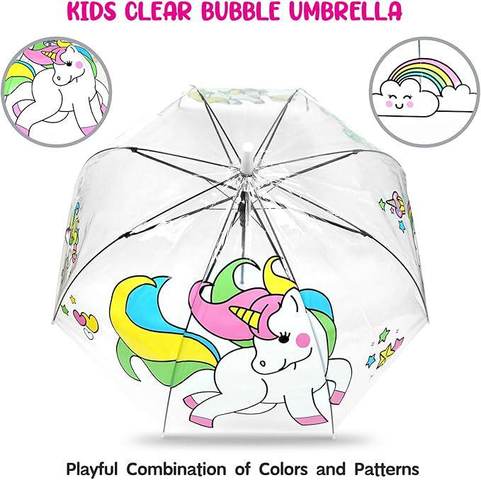 Unicorn Windproof Transparent Children's Rainbow Umbrella