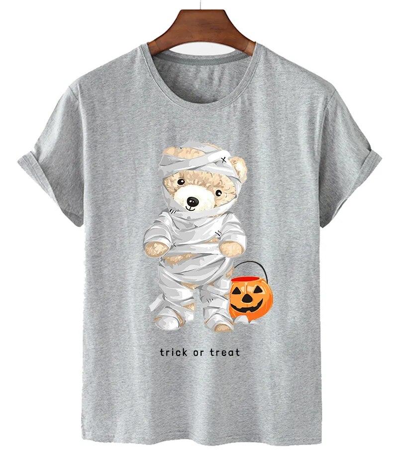 T-shirt Divertente con Stampa Orso Donna Moda Cartone Animato Harajuku Casual T-shirt Femminile Estiva Manica Corta Top T-shirt Unisex Maglietta Unisex