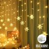4M Christmas Light Led Snowflake Curtain Icicle Fairy String Lights Outdoor Garland Home Party Garden 2026 New Year Decoration