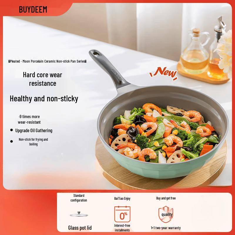 Buydeem Moon Porcelain Non-Stick Ceramic Wok/Frying Pan