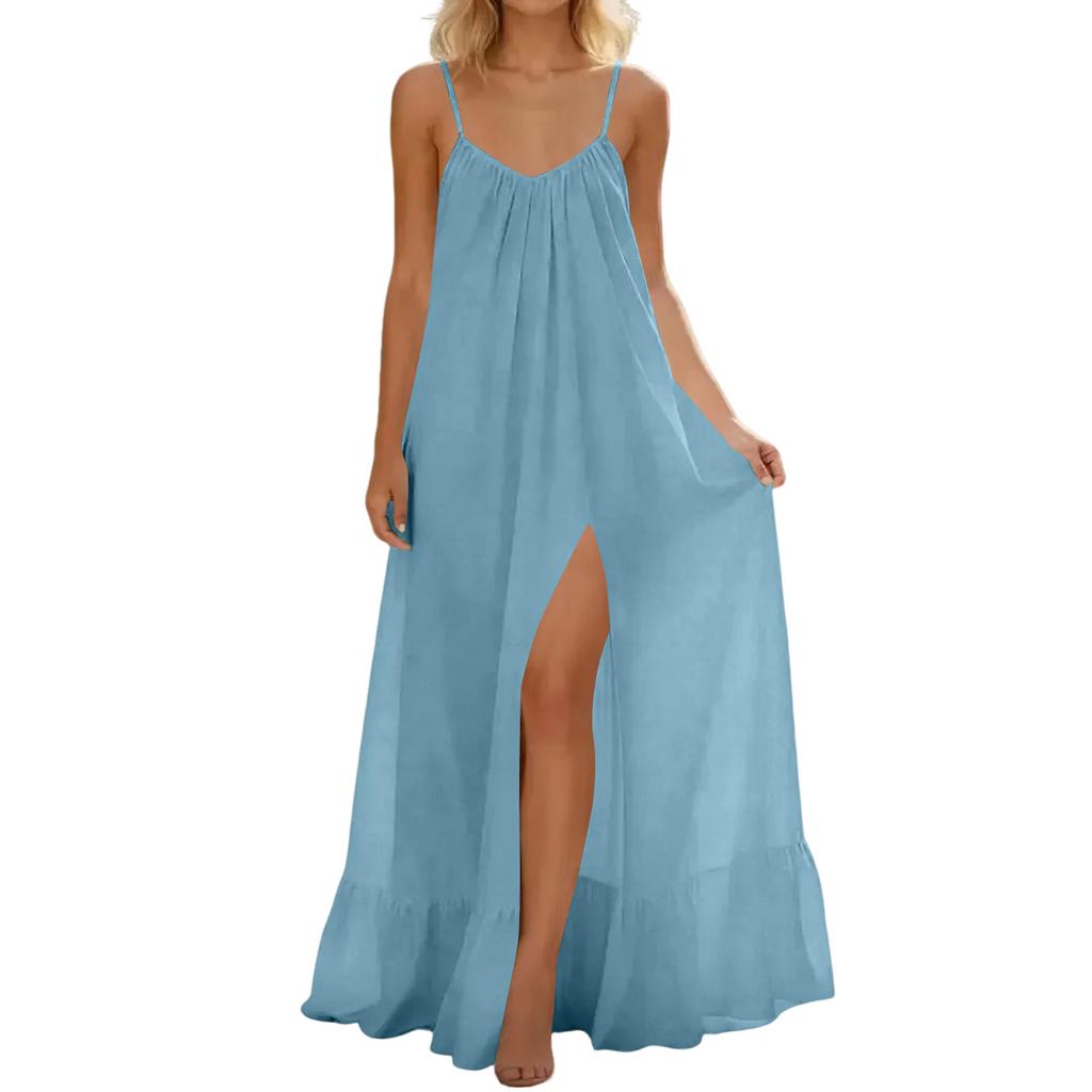 Šaty s výstřihem do O pro ženy Ležérní Pohodlné Bavlněné Povlečení Plážové šaty s krátkým rukávem a kapsami