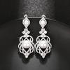 Ruili Magazine Bridal Earrings, Light Luxury Elegant Flower Imitation Pearl Zircon Earrings, Wedding Earrings