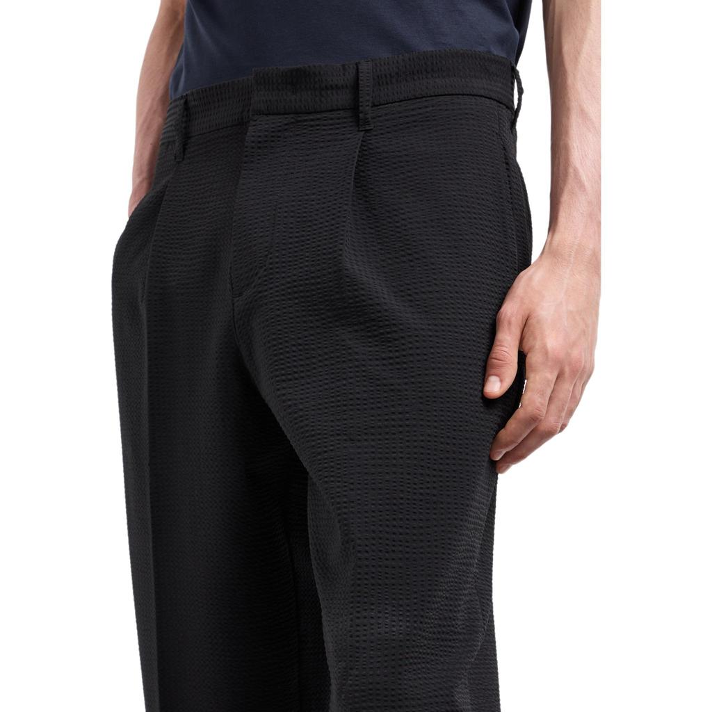 Emporio Armani Pleated Technical Seersucker Fabric Chinos 6D1PH9-1NSCZ-0999