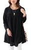 Gold Japan Plus Size Long Check Black Women's Tunic, Sleeve, A-Line, Flared, Pattern, Stretch, Gathered, Winter, Spring, Autumn, Cast-5542019, 3L,