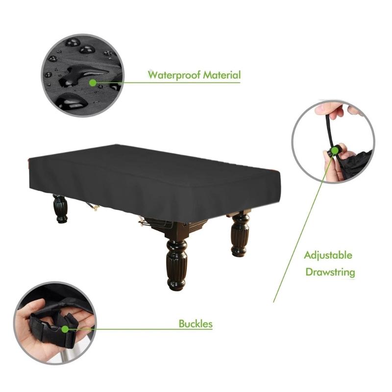 Billiard Table Cover with Drawstrings Oxfords Cloth Table Cover for Outdoor Indoor
