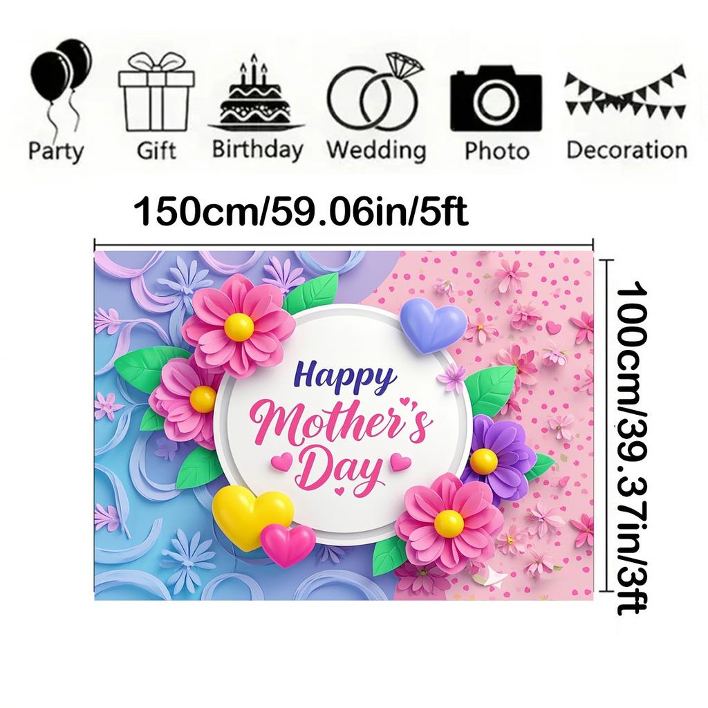 Frohen Muttertag Blumenhintergrund - Rosa & Lila Blumendesign für Fotostudios, Geburtstage, Jubiläen und Ganzjahresnutzung, Muttertagsgeschenk