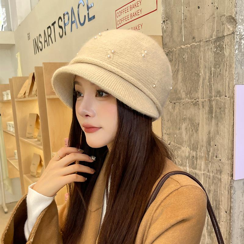 Dzianinowa czapka damska z rondem, zmywalna czapka damska, czapka dla kobiet, wygodna czapka