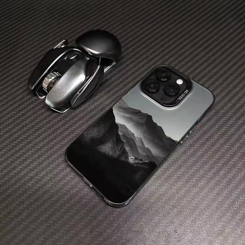 Tmavě horský stříbrný kryt na telefon pro Apple 17/16/15pro, 14pro, 14promax, 13/12.