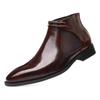 Brand Men's Boots Fashion Pointed Business Boots High Quality Patent Leather Ankle Booties Men Chelsea Boots Dress Leather Botas