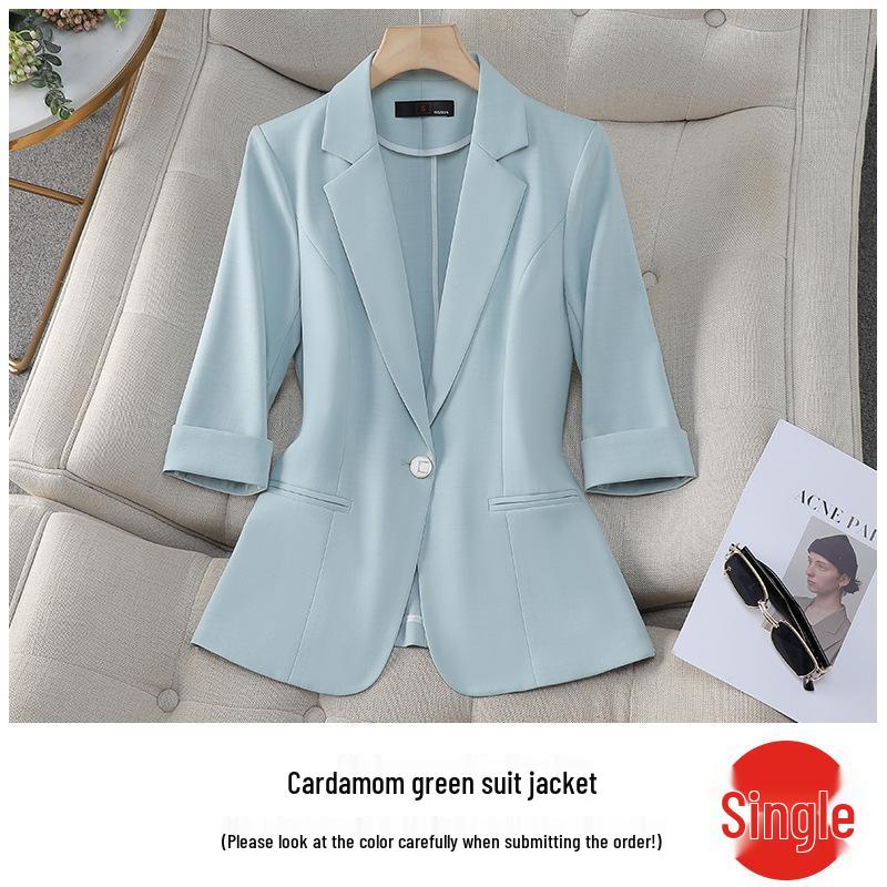 

Женский синий пиджак с рукавами - Весна и Лето Корейский стиль, Маленький Повседневный Формальный M зелёный/мальвовый