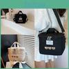 Embroidered Teddy Bear Double Zipper Messenger Bag Simple Square Shoulder Bags