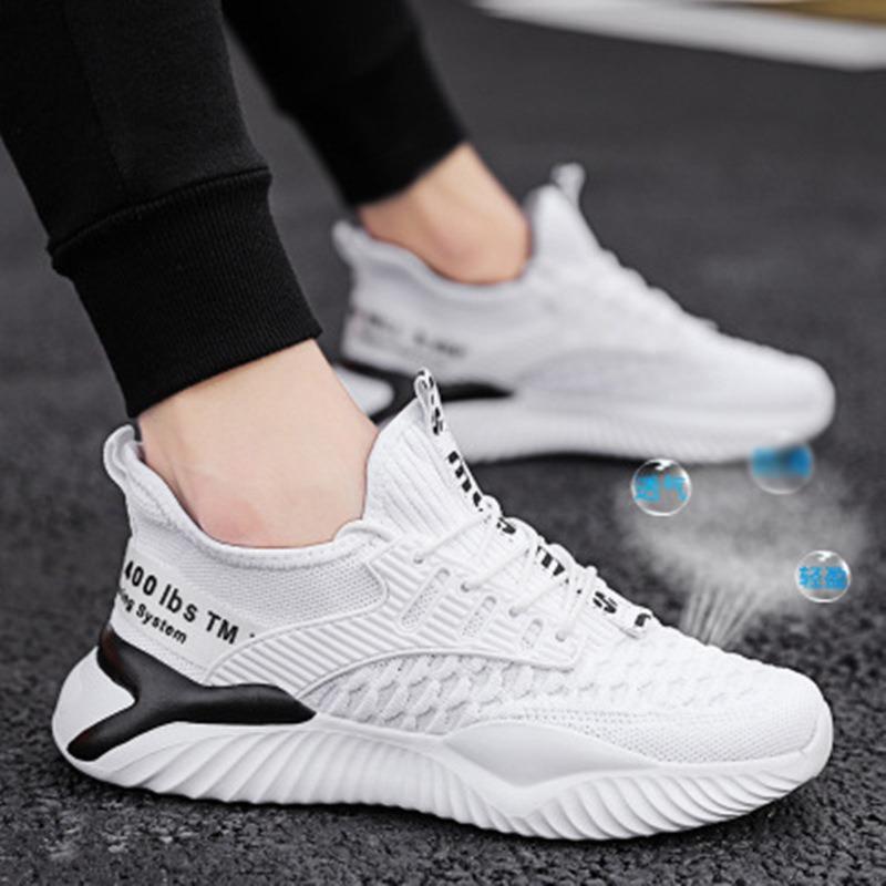 New Men's Shoes Casual Shoes Running Shoes Breathable Fly-woven Student Outdoor Trendy Sports Shoes