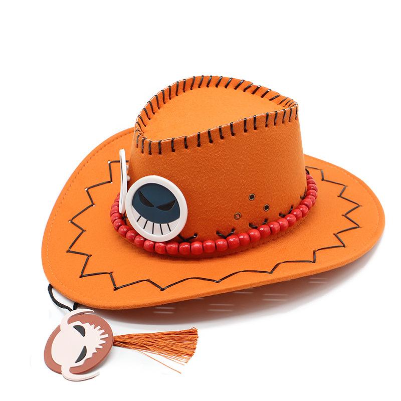 One Piece Fire Fist Aston Western Cowboy Hat Stage Performance Props Casual Sun Hat Beach Hat Men