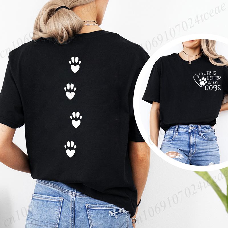 

Life Is Better with Dogs Pet Lover Print TShirts Womens Fashion TShirt Summer Casual Classic Shirt Loose Womens TShirt Tops S