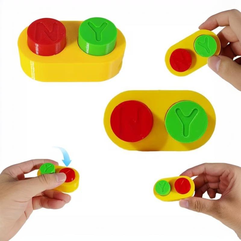 1 Pack 6.5Cm 3D Printed Eco-Friendly Pla,Yes No Button Fidget Toy, Novelty Desk Gadget