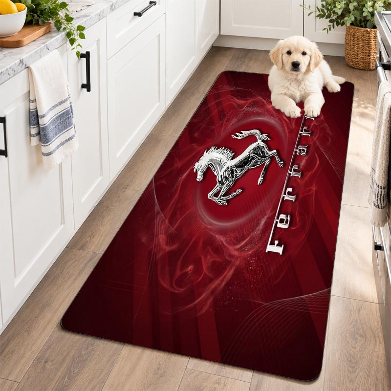 Flannel Kitchen Mat Ferrari Soft Area Rug Non Slip Floor Carpet Home Decoration