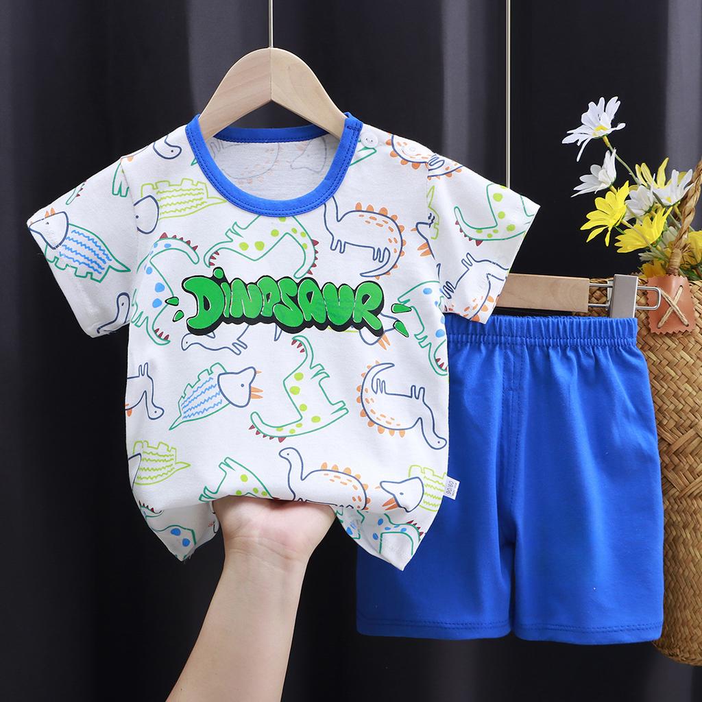 Children's Cotton T-shirt Set - Summer Boys' Casual Short-sleeved Shorts 2-piece Set