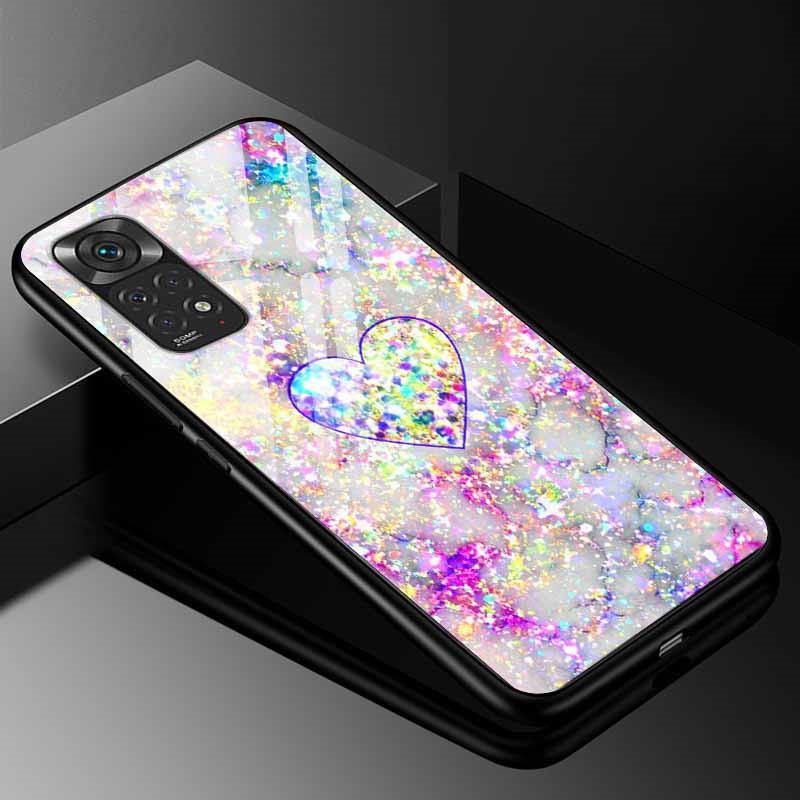 For Xiaomi Redmi Note 11s Case Tempered Glass Fashion Cover for Redmi Note 11 Pro 5G Global Note11 Case, 9s 10s Bumper Note11s