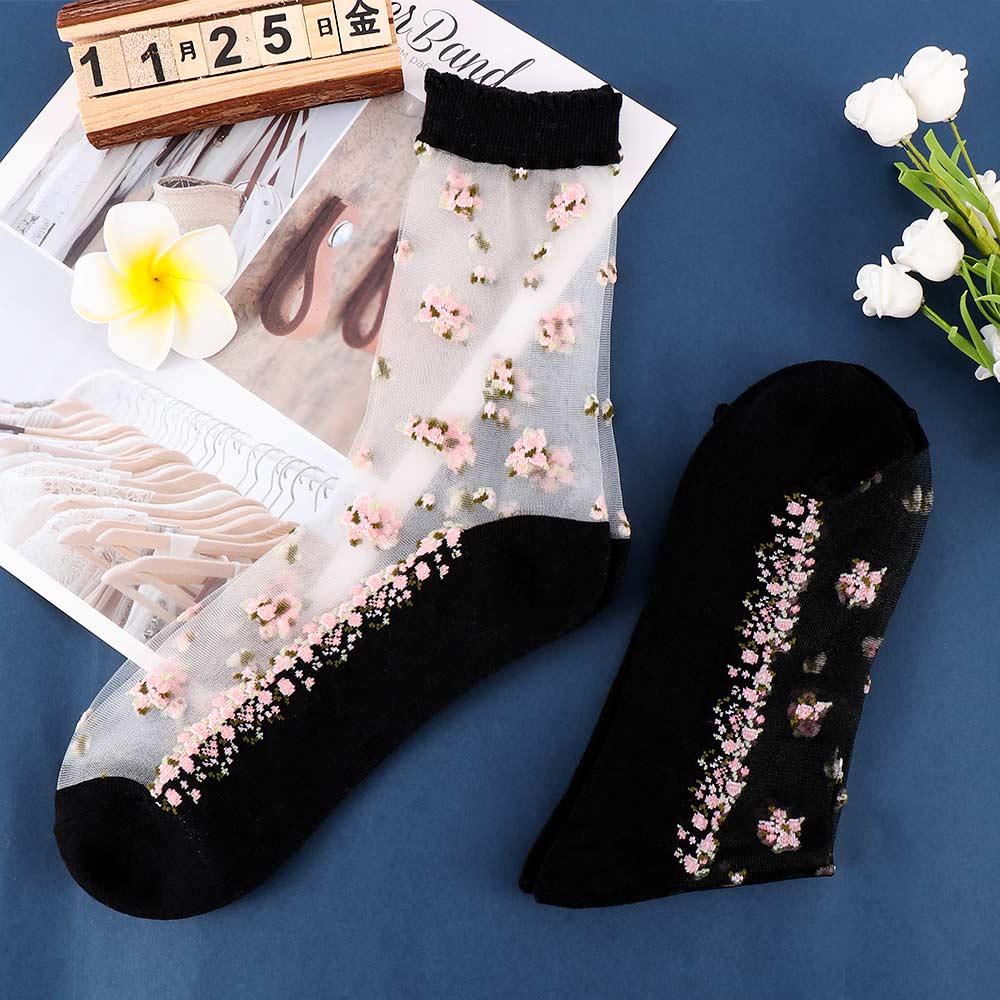 Summer Transparent Glass Silk Bow Boat Socks Thin Ankle Socks Socks Short Sock Crystal Sock