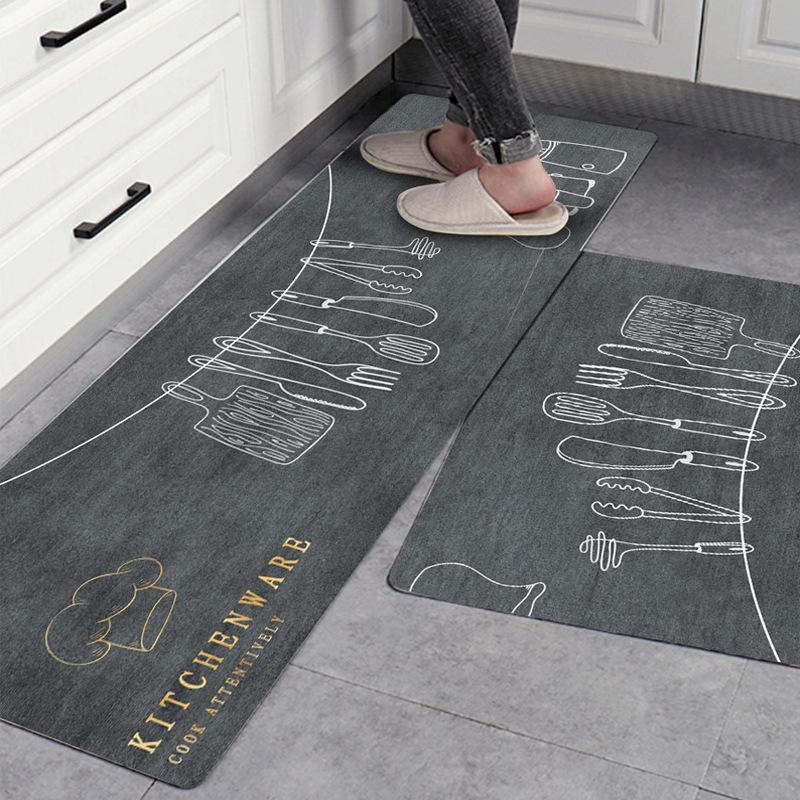 Kitchen Floor Mat Leather Washable and Scrubable Carpet Floor Mat Pattern