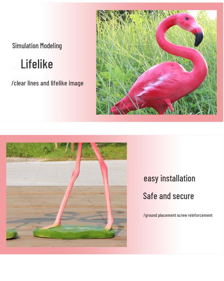 Fiberglass Flamingo Sculpture for Garden and Pond Decorations