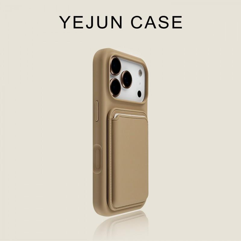 IPhone 18 Pro Max Case Pink White Liquid Silicone Cover With Magnetic Card Holder Large Cutout Camera Lens Protector