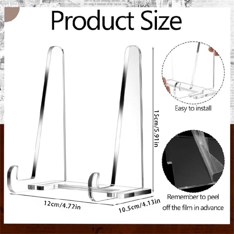 Clear Acrylics Easel Stands 5.9Inch Decorative Plate Display Stand Picture Frame Stand for Displaying Books Photos