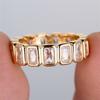 Rectangle Stone Geometric White Zircon Rings For Women Vintage Gold Color Engagement Bands Wedding Jewelry Bridal Versatile Gift