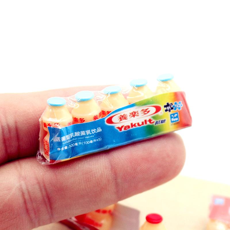 Dollhouse Mini Plastic Package Yakult Drinks Simulation Pretend Play Doll Food Drink For Dollhouse Kitchen Accessories Decor Toy