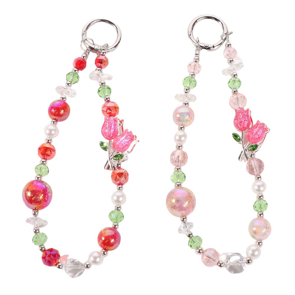 Pearl Crystal Bead Phone Strap Wrist Chain Mobile Phone Lanyard Cell Phone Chain  Women/Lady/Girl