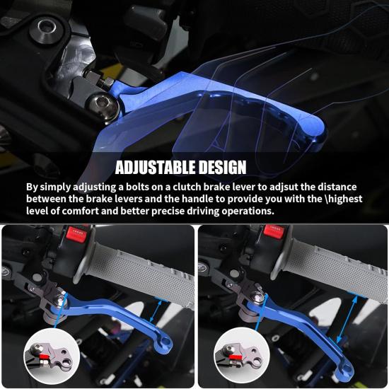 Dirt Bike Kupplungshebel, Verstellbarer Bremshebel mit Drehpunkt für Sur Ron Light Bee Segway X260 X160, 6061 Billet Klappbarer linker und rechter Hebel Satz für Sur