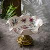 Classical Blue Flower Pattern Fruit Bowl Storage Trays Snack Dessert Plate High Footed Fruits Plate Coffee Table Fruits Tray