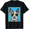Heeler Portrait Pop Art Australian Cattle Dog Sunglasses Men Women Kids T-Shirt