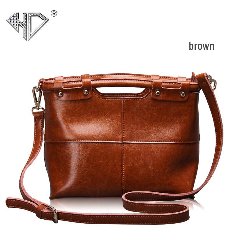 

Женская сумка-тоут и кроссбоди из натуральной кожи в европейском и американском ретро-стиле 2025 коричневый