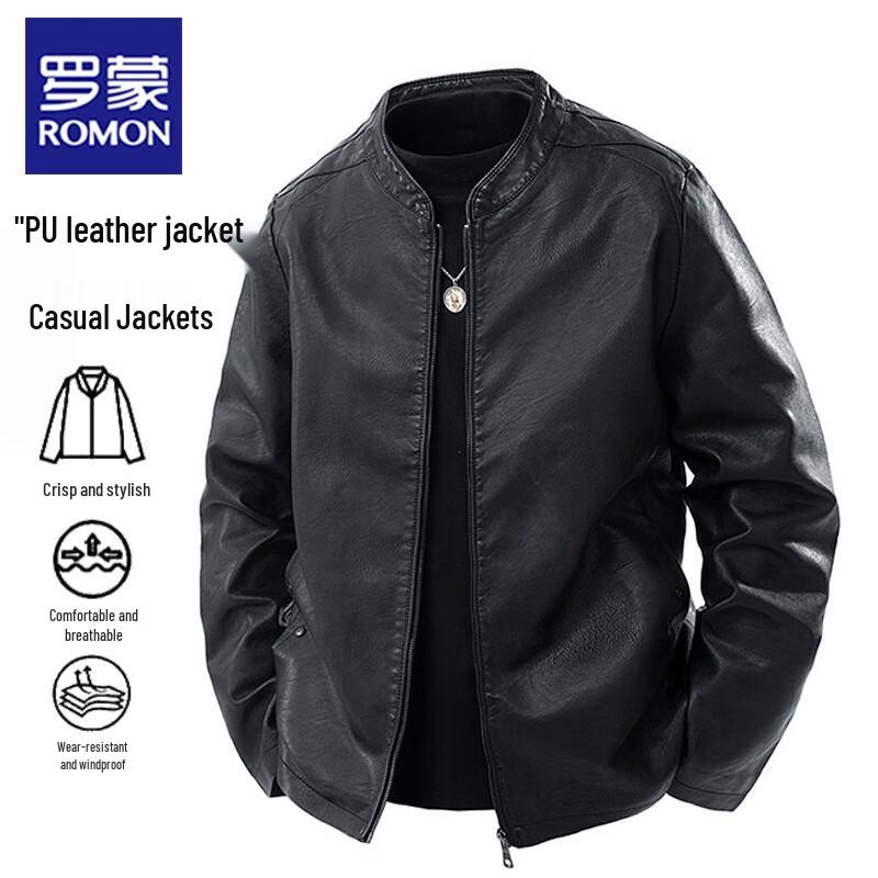 

ROMON Men s Business Casual PU Leather Jacket 2XL