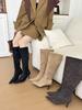 European and American temperament versatile and thin pointed suede high-heeled boots
