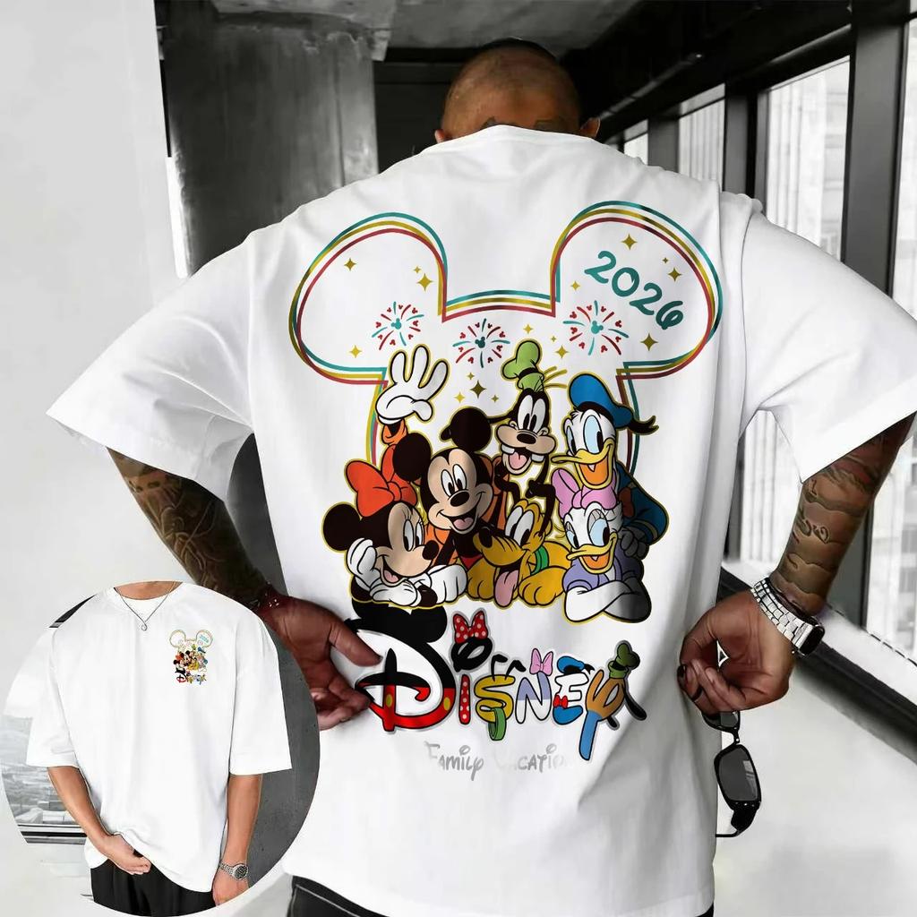 Mickey Mouse a Donald Duck Novoroční Grafický Potisk Trička Dámské Pánské Harajuku Streetwear Styl Letní Tričko Bavlna Oversized Top