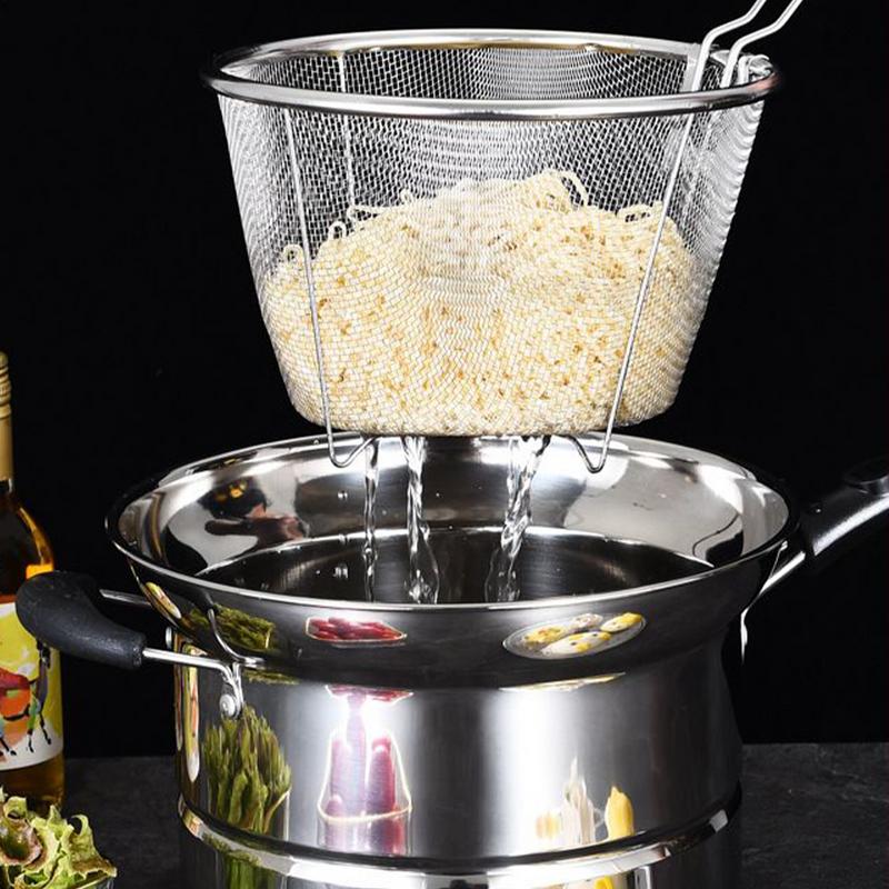 Deep Fryer Pot Stainless Steel Fry Pot with Basket and Lid Food Grade Deep Fryer Multifunctional Deep Frying Pot