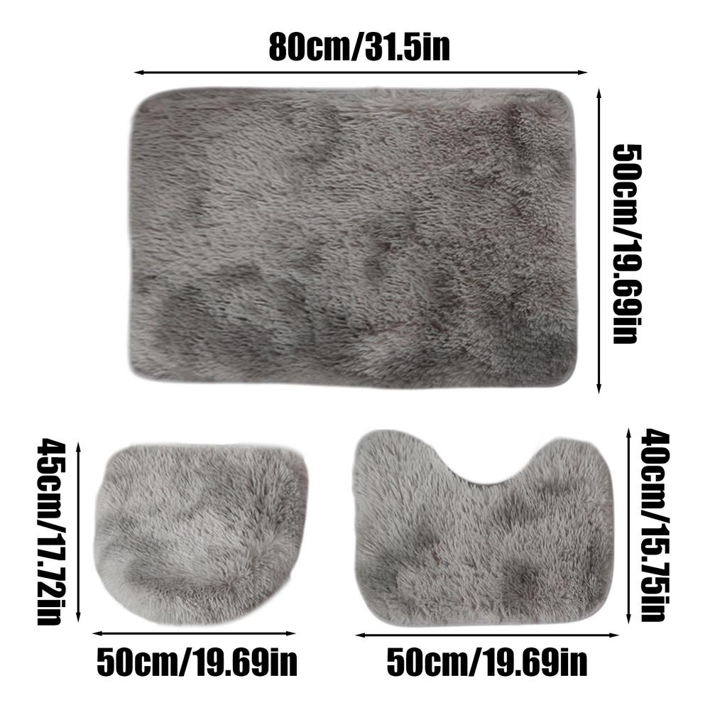 

Набор из 3 ковриков для ванной комнаты, коврик тай-дай для ванной, туалетный мягкий нескользящий коврик, ковры для душа, чехол на крышку унитаза, набор напольных ковриков, моющийся темно-серого