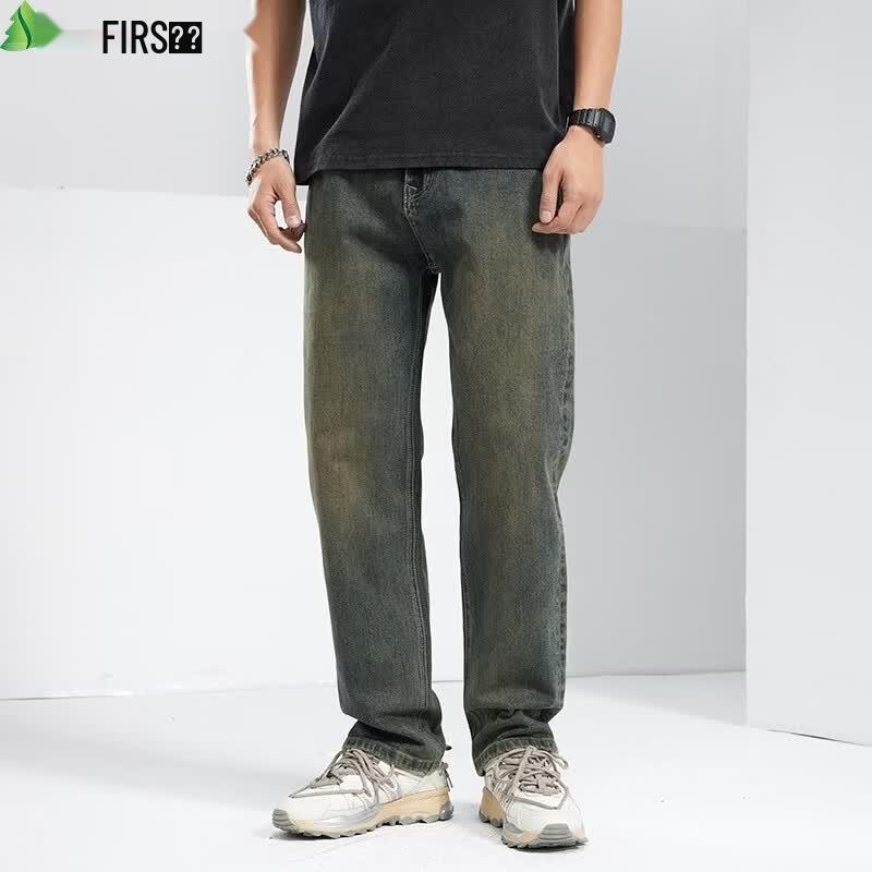 FIRS Men s Premium Retro Green Straight-Leg Jeans 29