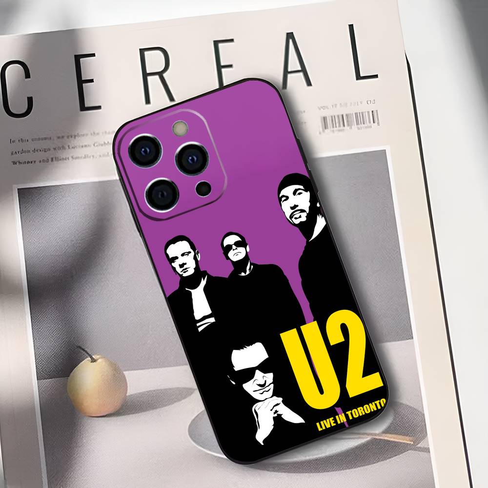 

Band U-U2 Phone Case For iPhone 17,16,15,14,13,12,11 Plus,Pro Max,XS,Soft Silicone Black Cover iPhone14Plus