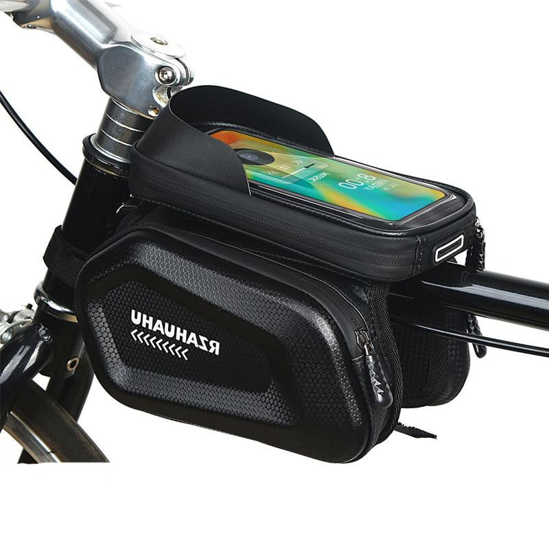 

Сумка на переднюю раму велосипеда, сумка для горного и шоссейного велосипеда, большая вместимость, дожде- и водонепроницаемая, двухсторонняя сумка, аксессуары для велоспорта на открытом воздухе чёрный