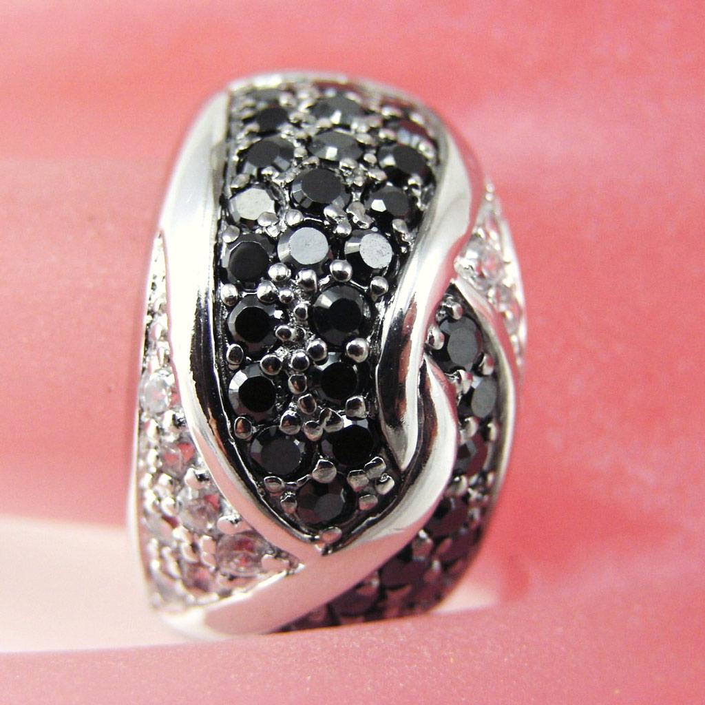 Black White 'Romy' Silver Ring
