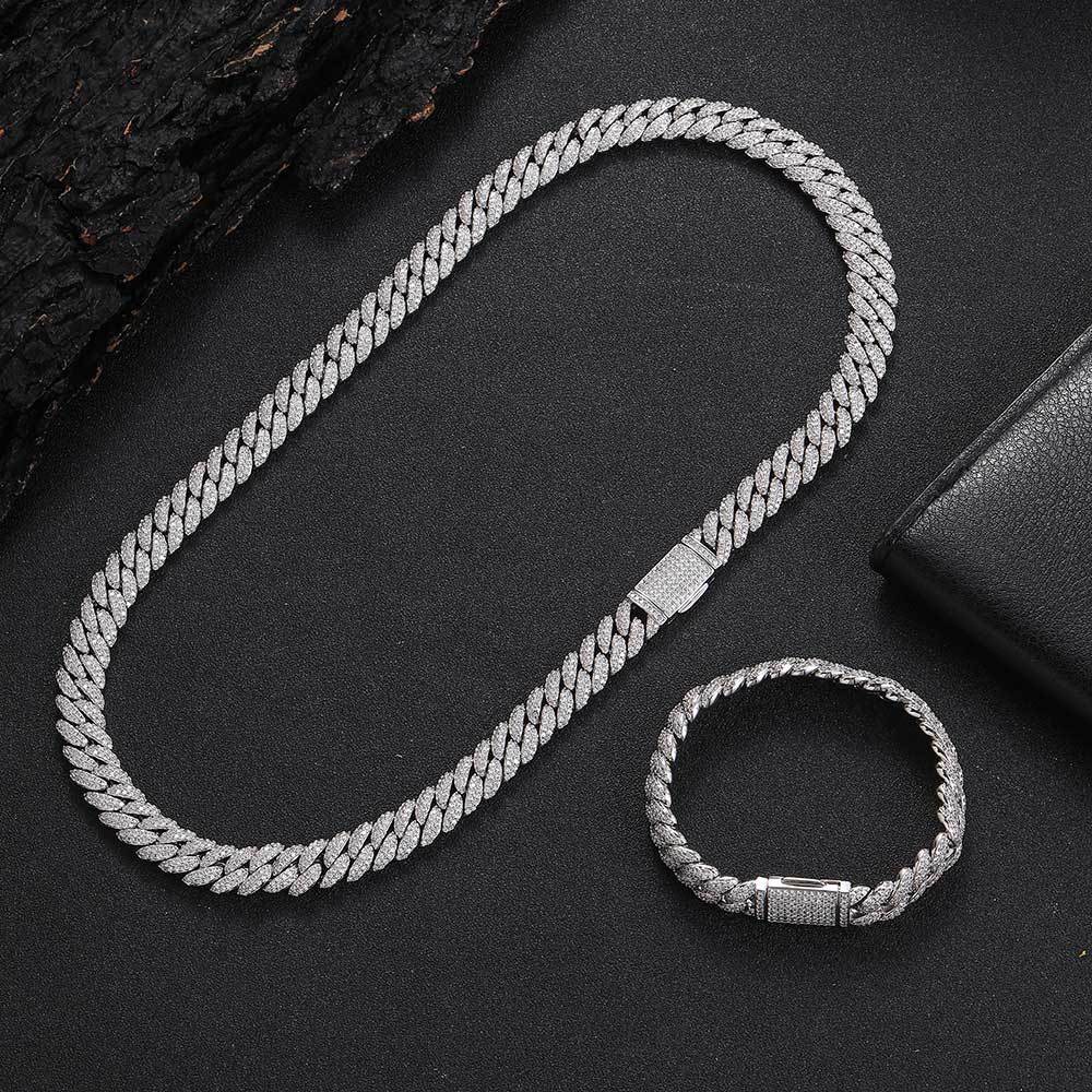 

Європейське та американське намисто в стилі хіп-хоп, ювелірні вироби. Чоловіче дворядне намисто з циркону, розміром 10 мм. Персоналізований чоловічий браслет. 7inch（18cm）