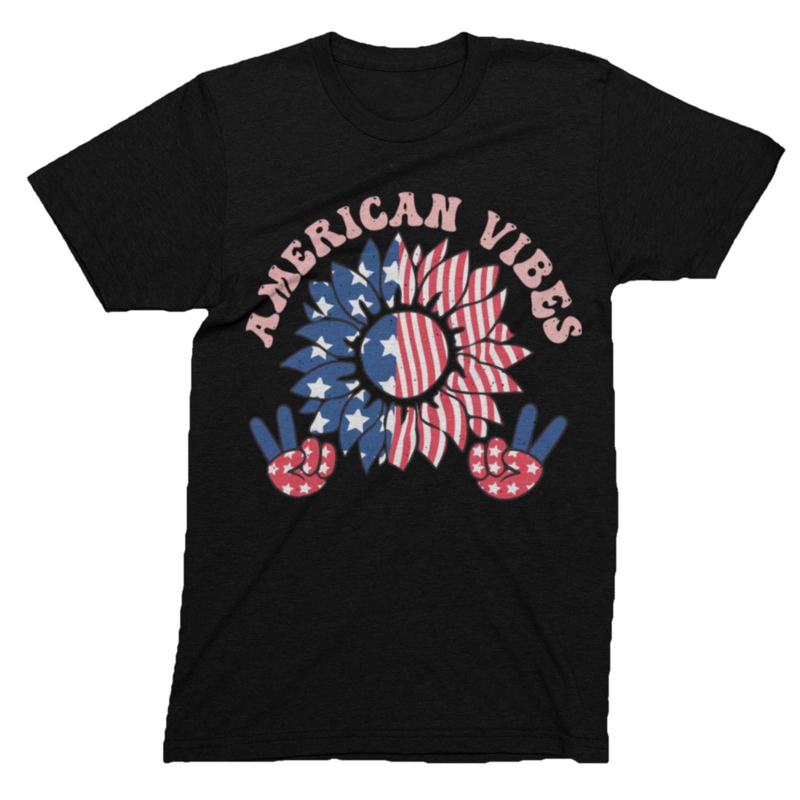 American Vibes Sunflower T-Shirt | 4th of July Patriotic Tee 3XL