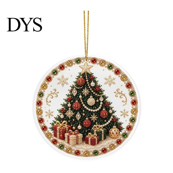 Winter Seasonal Ornaments Christmas Acrylic Hanging Ornament, 2D Flat Double Side Printed Tree Santa Snowman Pendant for Window, Festive Holiday Decor